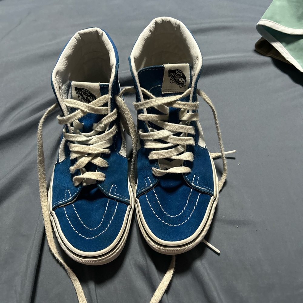 Vans Blue and White High-Top Sneakers